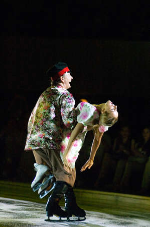 DNEPROPETROVSK, UKRAINE – MAY 19: Tatiana Navka and Marat Basharov perform during the Stars on ice...
