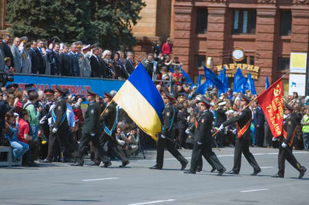 DNEPROPETROVSK, UKRAINE - MAY 9: Military parade to celebrate World War II Victory Day on May, 9, 2011 in DNEPROPETROVSK, UKRAINEのeditorial素材