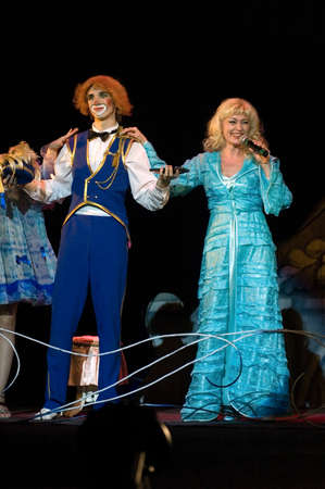 DNEPROPETROVSK, UKRAINE - MAY 14: Members of the Dnepropetrovsk State Russian Drama Theatre perform " Women's mind and man's naivety" on May 14, 2010 in Dnepropetrovsk, Ukraineのeditorial素材