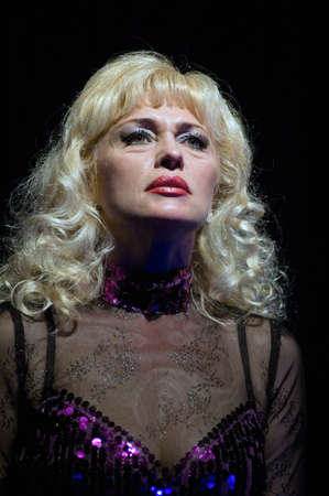 DNEPROPETROVSK, UKRAINE - MAY 14: Members of the Dnepropetrovsk State Russian Drama Theatre perform " Women's mind and man's naivety" on May 14, 2010 in Dnepropetrovsk, Ukraineのeditorial素材