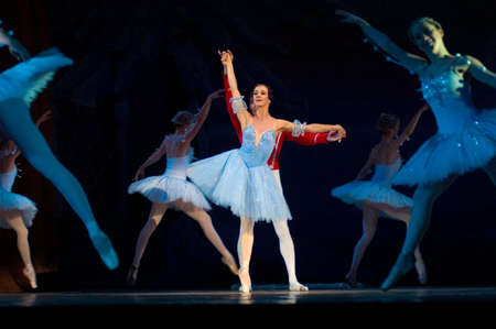 DNEPROPETROVSK, UKRAINE - FEBRUARY 18: The famous dancers Anna Dorosh and Maxim Chepik at Nutcracker...