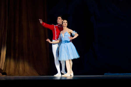 DNEPROPETROVSK, UKRAINE - FEBRUARY 18: The famous dancers Anna Dorosh and Maxim Chepik at Nutcracker...