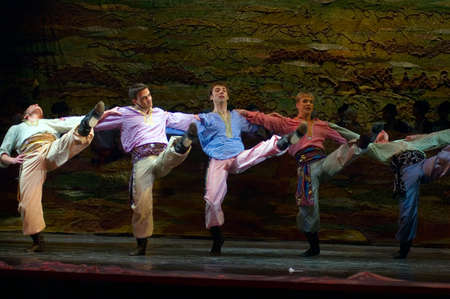 DNEPROPETROVSK, UKRAINE - MARCH 25: The cradle of life  ballet performed by Dnepropetrovsk Opera and Ballet Theatre ballet on March 25, 2011 in Dnepropetrovsk, Ukraine.のeditorial素材