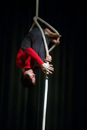 DNEPROPETROVSK, UKRAINE - APRIL 7: Members of the theatre of the Embassy of  France in Ukraine perform "Roots" at  State Russian Drama Theatre on April 7, 2011 in Dnepropetrovsk, Ukraineのeditorial素材