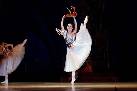 DNEPROPETROVSK, UKRAINE - APRIL 23: Swan Lake ballet performed by Dnepropetrovsk Opera and Ballet Theatre ballet on April 23, 2011 in Dnepropetrovsk, Ukraine.のeditorial素材