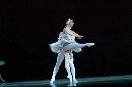 DNEPROPETROVSK, UKRAINE - APRIL 23: Swan Lake ballet performed by Dnepropetrovsk Opera and Ballet Theatre ballet on April 23, 2011 in Dnepropetrovsk, Ukraineのeditorial素材