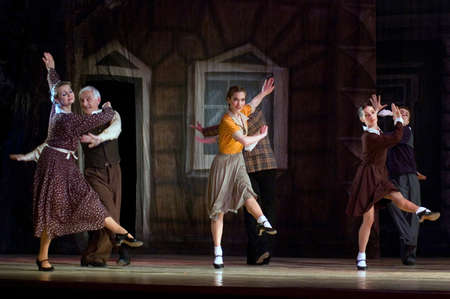 DNEPROPETROVSK, UKRAINE - MAY 12: Members of the Dnepropetrovsk State Opera and Ballet Theatre perform "This Tango in June" on May 12, 2011 in Dnepropetrovsk, Ukraineのeditorial素材
