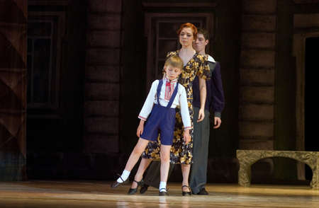 DNEPROPETROVSK, UKRAINE - MAY 12: Members of the Dnepropetrovsk State Opera and Ballet Theatre perform "This Tango in June" on May 12, 2011 in Dnepropetrovsk, Ukraineのeditorial素材