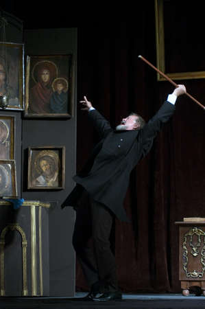 DNEPROPETROVSK, UKRAINE - SEPTEMBER 20: Members of the Dnepropetrovsk State Russian Drama Theatre perform "Heart of stone" on September 20, 2011 in Dnepropetrovsk, Ukraineのeditorial素材