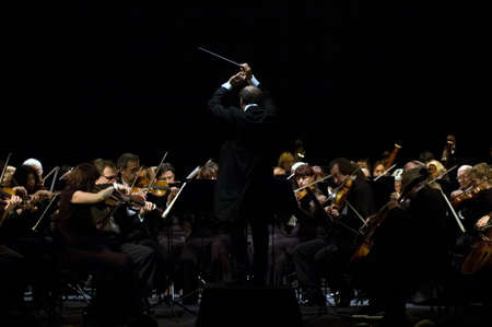 DNEPROPETROVSK, UKRAINE-OCTOBER 31: Moscow State Academic Symphony Orchestra
- main conductor Pavel Kogan performed music of  Beethoven on October 31,2011 in Dnepropetrovsk, Ukraineのeditorial素材