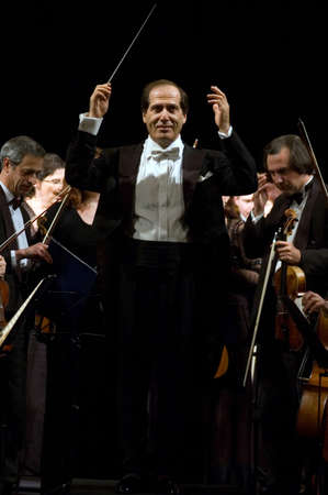 DNEPROPETROVSK, UKRAINE-OCTOBER 31: Moscow State Academic Symphony Orchestra- main conductor Pavel Kogan performed music of  Beethoven on October 31,2011 in Dnepropetrovsk, Ukraineのeditorial素材