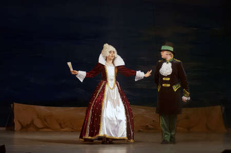 DNEPROPETROVSK, UKRAINE â DECEMBER 17: Unidentified children , ages 8 and 14 years old, perform musical spectacle " Red Sails" on December 17, 2011 in Dnepropetrovsk, Ukraineのeditorial素材