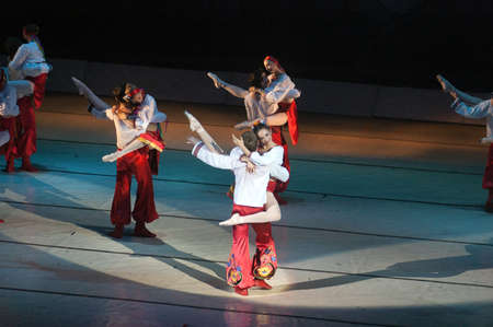 DNEPROPETROVSK, UKRAINE - JANUARY 13: Night before Christmas ballet performed by Dnepropetrovsk Opera and Ballet Theatre ballet on January 13, 2012 in Dnepropetrovsk, Ukraineのeditorial素材