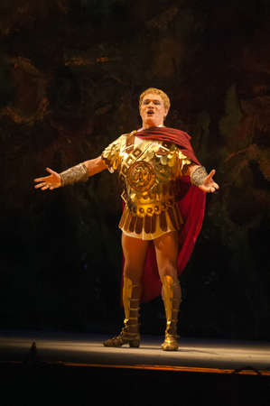 DNEPROPETROVSK, UKRAINE â FEBRUARY 18: Members of the Dnepropetrovsk State Opera and Ballet Theatre perform "Norma" on February 18, 2012 in Dnepropetrovsk, Ukraineのeditorial素材