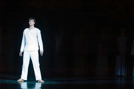 DNEPROPETROVSK, UKRAINE  SEPTEMBER 25: Members of the Dnepropetrovsk State Opera and Ballet Theatre perform "Jesus" on September 25, 2012 in Dnepropetrovsk, Ukraineのeditorial素材