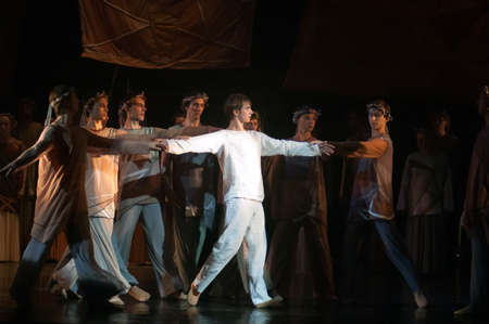 DNEPROPETROVSK, UKRAINE – SEPTEMBER 25: Members of the Dnepropetrovsk State Opera and Ballet...