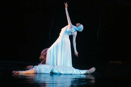 DNEPROPETROVSK, UKRAINE  SEPTEMBER 25: Members of the Dnepropetrovsk State Opera and Ballet Theatre perform "Jesus" on September 25, 2012 in Dnepropetrovsk, Ukraineのeditorial素材