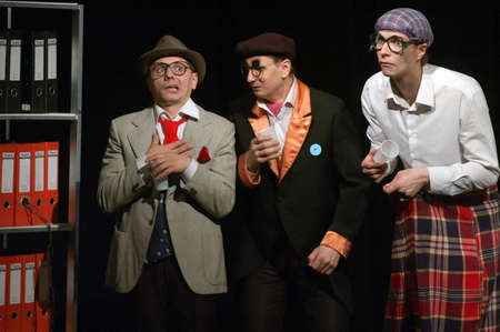 DNEPROPETROVSK, UKRAINE - NOVEMBER 25: Members of the Dnepropetrovsk Youth Theatre Verim perform "Raven" on November 25, 2012 in Dnepropetrovsk, Ukraineのeditorial素材