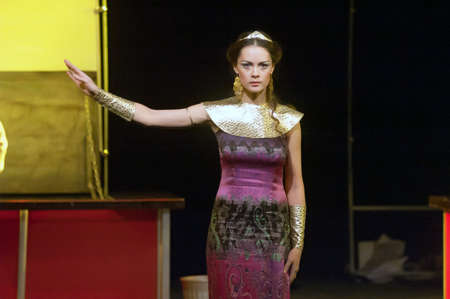 DNEPROPETROVSK, UKRAINE - NOVEMBER 25: Members of the Dnepropetrovsk Youth Theatre Verim perform "Raven" on November 25, 2012 in Dnepropetrovsk, Ukraineのeditorial素材