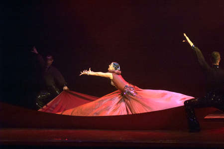DNEPROPETROVSK, UKRAINE - OCTOBER 20: Members of the Sevastopol Dance Theatre of Vadim Elizarov perform DANCES OF THE WORLD at State Opera and Ballet Theatre on Oct 20, 2013 in Dnepropetrovsk, Ukraineのeditorial素材