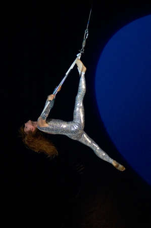 DNEPROPETROVSK, UKRAINE - SEPTEMBER 13: An unidentified participant shows his art during  Kobzov aqua-show on September 13, 2009 in Dnepropetrovsk, Ukraine.のeditorial素材