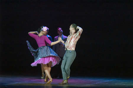 DNEPROPETROVSK, UKRAINE - OCTOBER 20: Members of the Sevastopol Dance Theatre of Vadim Elizarov perform DANCES OF THE WORLD at State Opera and Ballet Theatre on Oct 20, 2013 in Dnepropetrovsk, Ukraineのeditorial素材