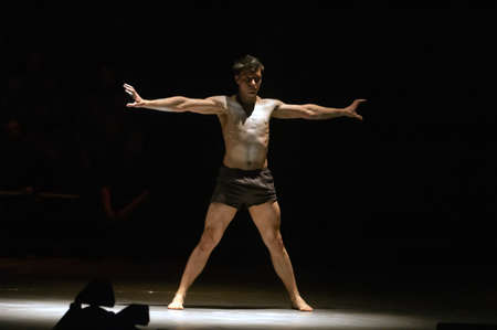 DNEPROPETROVSK, UKRAINE - MARCH 12: Members of the theatre "House Of The Sun" perform âFebruary. Keepers of the heat.â on March 12, 2012 in Dnepropetrovsk, Ukraine.のeditorial素材