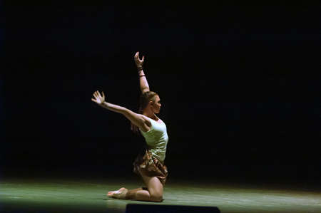 DNEPROPETROVSK, UKRAINE - MARCH 12: Members of the theatre "House Of The Sun" perform âFebruary. Keepers of the heat.â on March 12, 2012 in Dnepropetrovsk, Ukraine.のeditorial素材