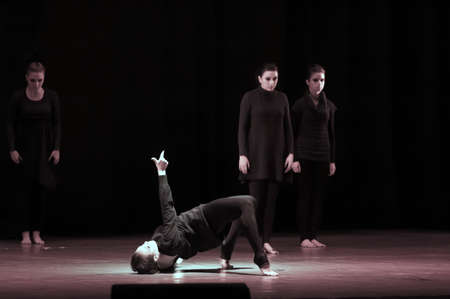 DNEPROPETROVSK, UKRAINE - MARCH 12: Members of the theatre "House Of The Sun" perform âFebruary. Keepers of the heat.â on March 12, 2012 in Dnepropetrovsk, Ukraine.のeditorial素材
