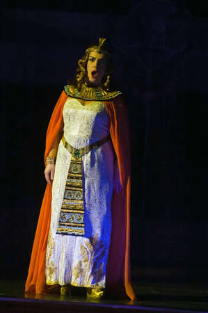 DNEPROPETROVSK, UKRAINE - OCTOBER 6: Members of the Dnepropetrovsk State Opera and Ballet Theatre perform Aida on October 6, 2012 in Dnepropetrovsk, Ukraineのeditorial素材