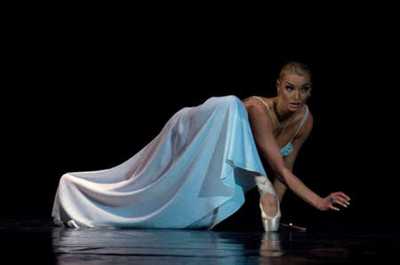 DNEPROPETROVSK, UKRAINE  APRIL 28:  Anastasia Volochkova performs during the «SHORT STORIES ABOUT LOVE» ballet at Opera and Ballet Theatre on April 28, 2010 in Dnepropetrovsk, Ukraine.のeditorial素材