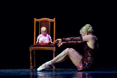 DNEPROPETROVSK, UKRAINE  APRIL 28:  Anastasia Volochkova performs during the «SHORT STORIES ABOUT LOVE» ballet at Opera and Ballet Theatre on April 28, 2010 in Dnepropetrovsk, Ukraine.のeditorial素材