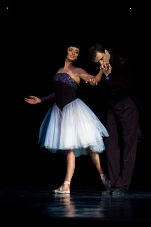 DNEPROPETROVSK, UKRAINE  APRIL 28:  Anastasia Volochkova performs during the «SHORT STORIES ABOUT LOVE» ballet at Opera and Ballet Theatre on April 28, 2010 in Dnepropetrovsk, Ukraine.のeditorial素材