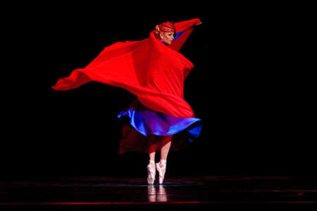 DNEPROPETROVSK, UKRAINE  APRIL 28:  Anastasia Volochkova performs during the «SHORT STORIES ABOUT LOVE» ballet at Opera and Ballet Theatre on April 28, 2010 in Dnepropetrovsk, Ukraine.のeditorial素材
