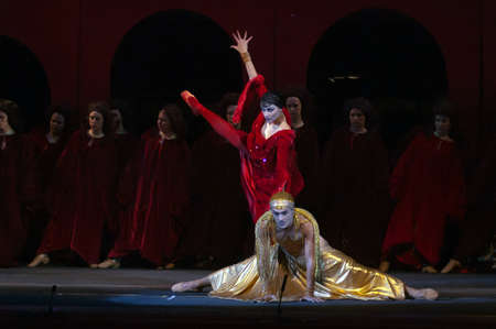 DNEPROPETROVSK, UKRAINE - NOVEMBER 27: Members of the Dnepropetrovsk State Opera and Ballet Theatre perform "Carmina Burana" on November 27, 2012 in Dnepropetrovsk, Ukraineのeditorial素材