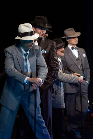 DNEPROPETROVSK, UKRAINE - MAY 24: Members of the Dnepropetrovsk State Russian Drama Theatre perform " A fan of Lady Uindermir " on May 24, 2007 in Dnepropetrovsk, Ukraineのeditorial素材