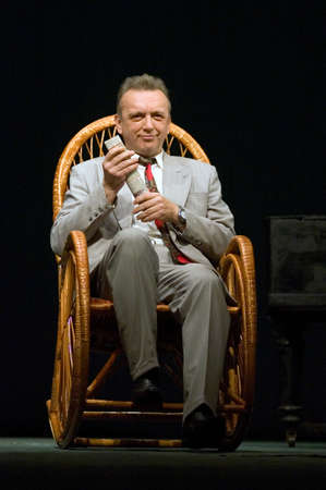 DNEPROPETROVSK, UKRAINE - DECEMBER 14: Members of the Dnepropetrovsk State Russian Drama Theatre perform " Athenian evening " on December 14, 2006 in Dnepropetrovsk, Ukraineのeditorial素材