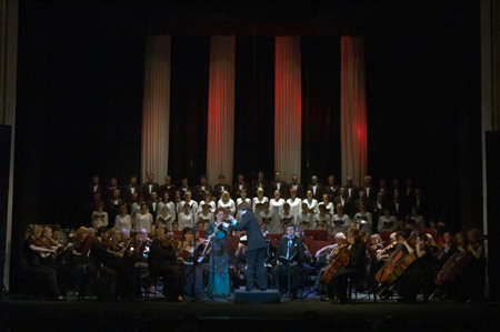 DNEPROPETROVSK, UKRAINE - MAY 27: Choir DUMKA and Symphonic Orchestra - main conductor Natalia...
