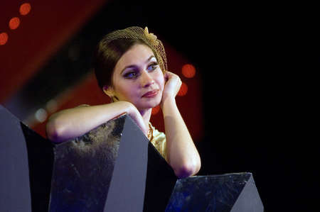 DNEPROPETROVSK, UKRAINE - MAY 24: Members of the Dnepropetrovsk State Russian Drama Theatre perform " A fan of Lady Uindermir " on May 24, 2007 in Dnepropetrovsk, Ukraineのeditorial素材