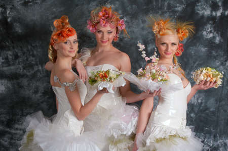 DNEPROPETROVSK, UKRAINE - MARCH 28: Models perform during the Championship on hairdressing, nail aesthetics and make YOUNG TALENTS OF UKRAINE on Mach 28, 2008 in Dnepropetrovsk, Ukraineのeditorial素材