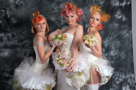 DNEPROPETROVSK, UKRAINE - MARCH 28: Models perform during the Championship on hairdressing, nail aesthetics and make YOUNG TALENTS OF UKRAINE on Mach 28, 2008 in Dnepropetrovsk, Ukraineのeditorial素材