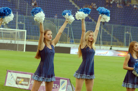 DNIPRO, UKRAINE - JULY 24, 2016: Members of the Dance Team Dnipro perform during  the Premier League...
