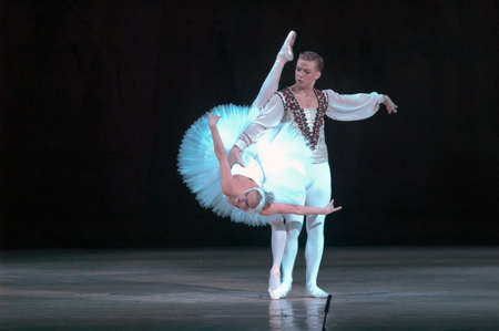 DNEPROPETROVSK, UKRAINE - DECEMBER 28: “Swan Lake” ballet performed by Dnepropetrovsk Opera and...