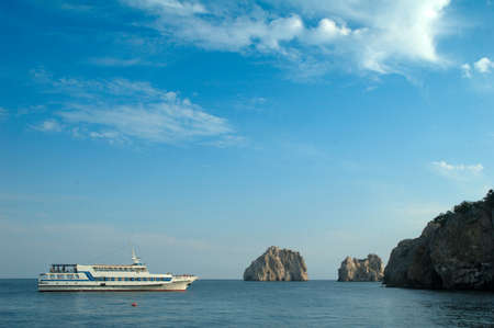 CRIMEA, UKRAINE - AUGUST 30: Motor ship SAMANTHA SMITH during the sea jaunt on August 30, 2013 in Crimea, Ukraineのeditorial素材