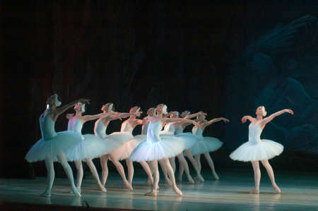 DNEPROPETROVSK, UKRAINE - MARCH 29: SWAN LAKE ballet performed by Dnepropetrovsk Opera and Ballet Theatre ballet on March 29, 2014 in Dnepropetrovsk, Ukraineのeditorial素材
