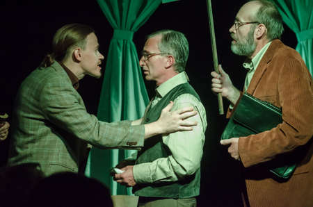 DNIPRO, UKRAINE - JULE 26, 2020: Lady visit by Friedrich DÃ¼rrenmatt perfomed by members of the Youth Theater Mirror.のeditorial素材