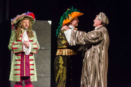 DNIPRO, UKRAINE - NOVEMBER 6, 2020: Comedy the Tartuffe by Moliere performed by members of the Lesya...