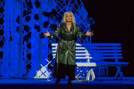 DNIPRO, UKRAINE - NOVEMBER 23, 2020: Ilona Solyanik performs For a strange acquaintance at the...
