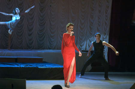 DNEPROPETROVSK, UKRAINE - DECEMBER 14: Members of the Regional Philharmonic perform show LEGENDS OF WORLD MUSIC at the Philharmonic on December 14, 2013 in Dnepropetrovsk, Ukraineのeditorial素材