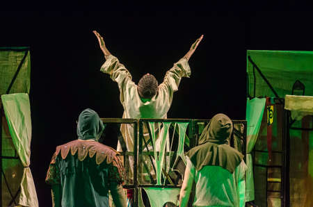 DNIPRO, UKRAINE - NOVEMBER 25, 2020: Medieval French farces performed by members of the Dnipro State...